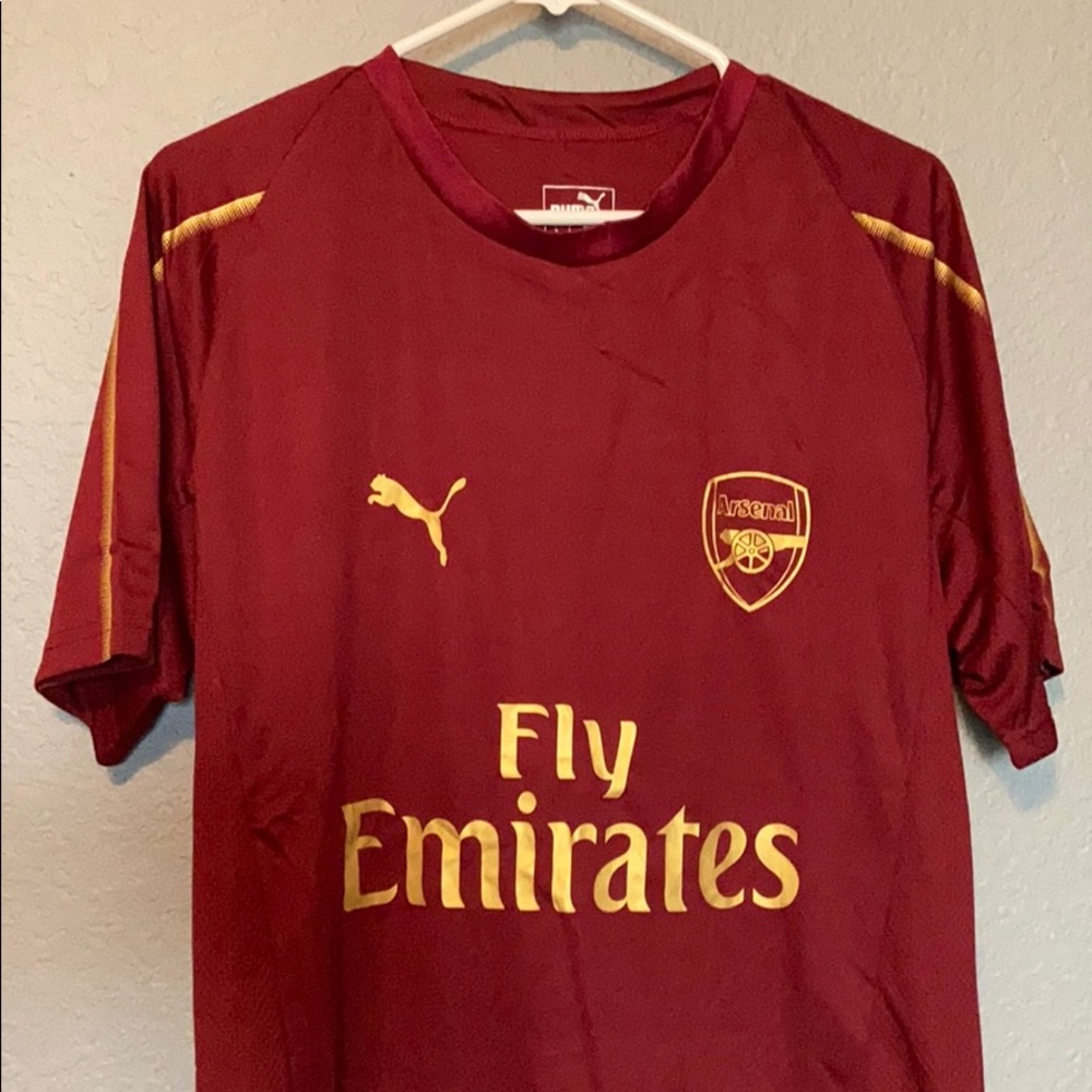 Arsenal FC puma Soccer Jersey gold and burgundy